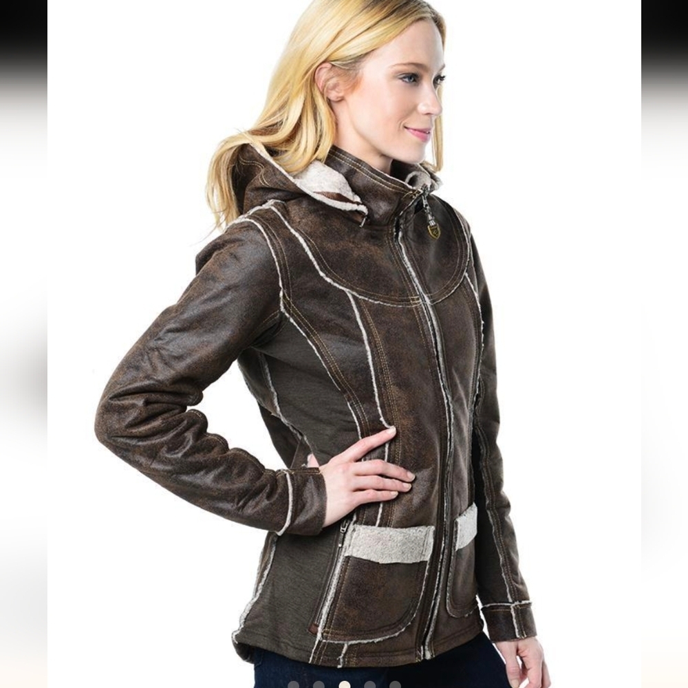 Kuhl Dani Sherpa Jacket Size medium Vegan Leather New Without Tags Sz Medium